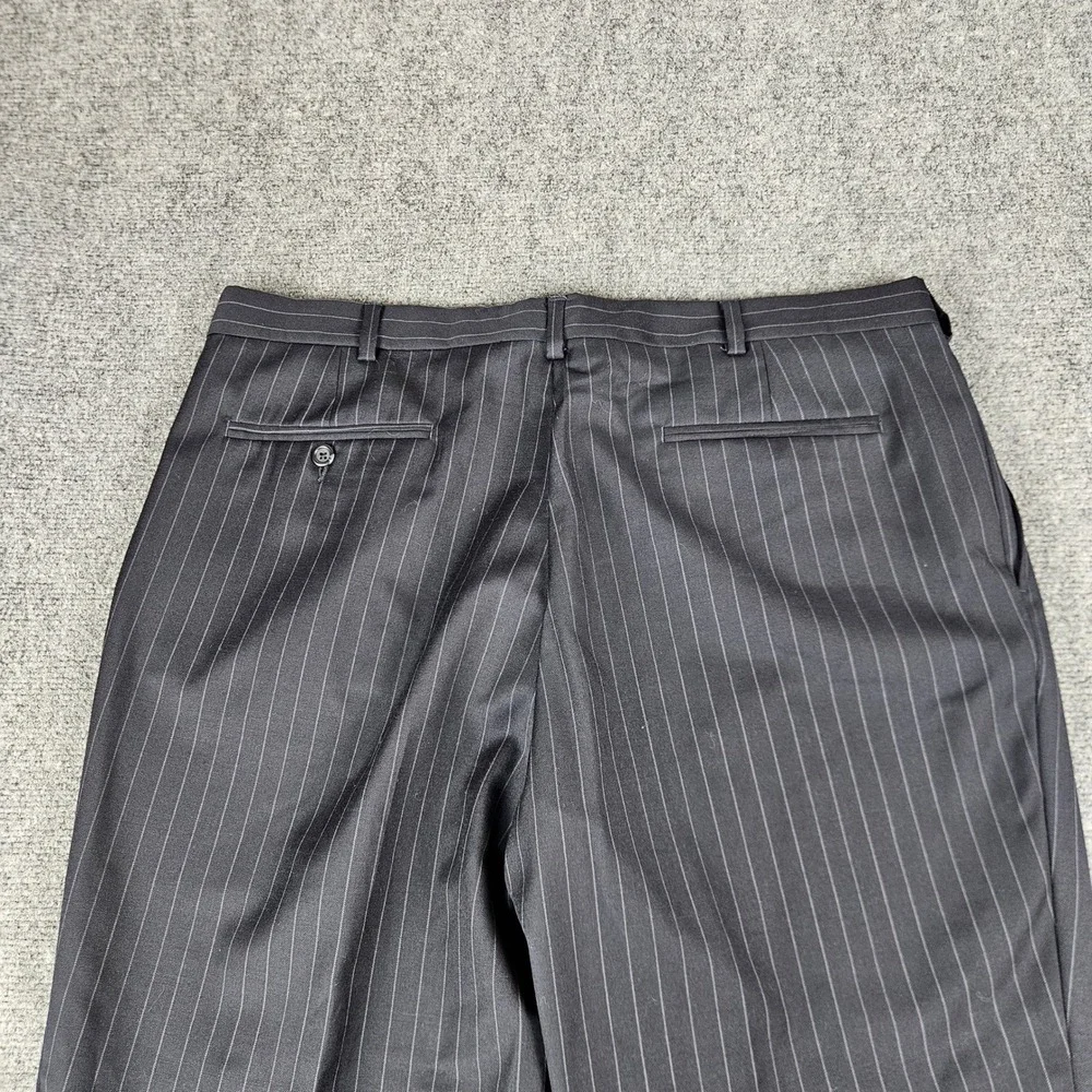 Dockers Premium Mens 40 Navy Pinstripe Pleated Cuffed Wool Blend Dress Pants